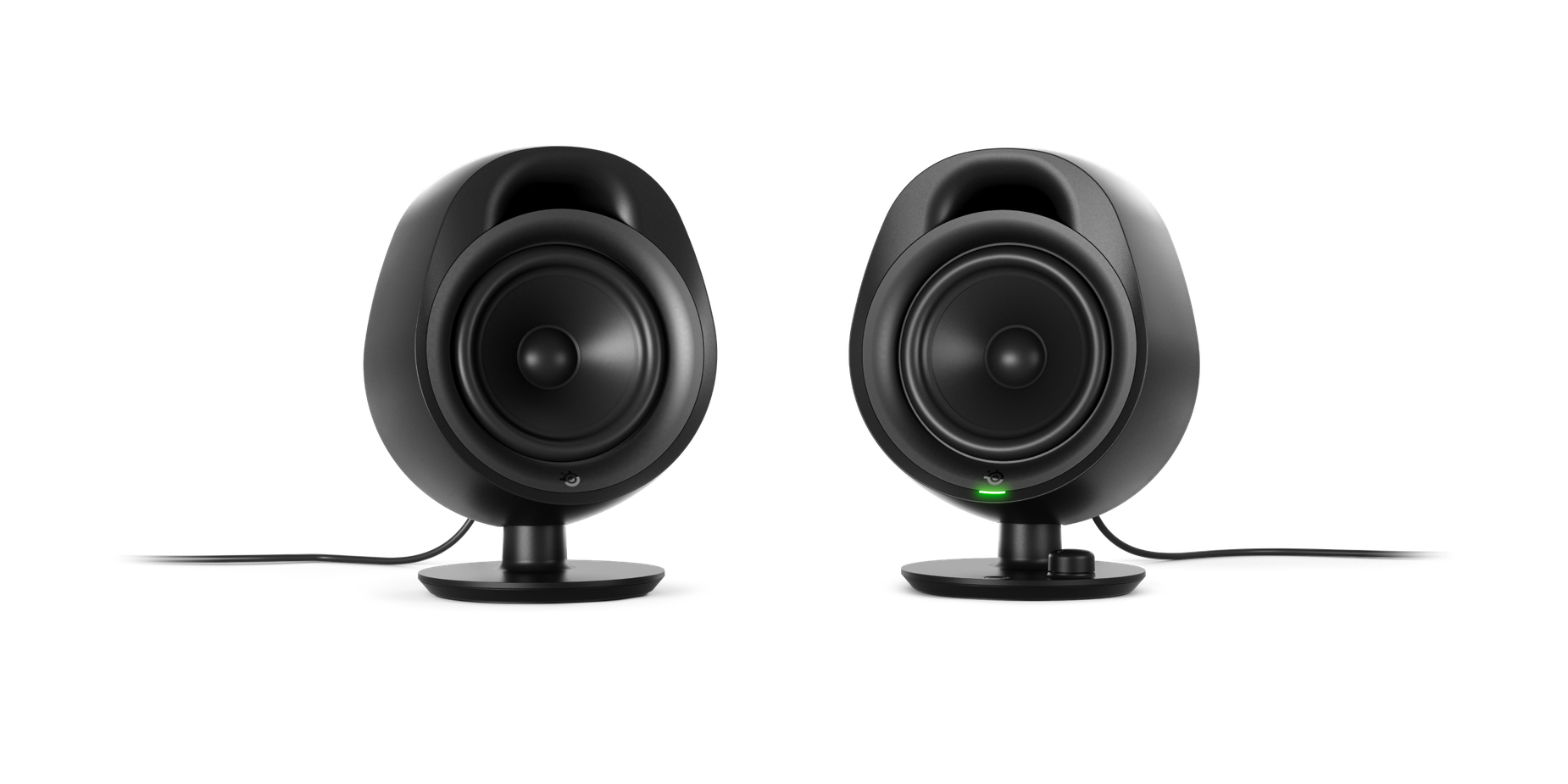 
 A front-facing view of the Arena 3 speakers side by side.
 