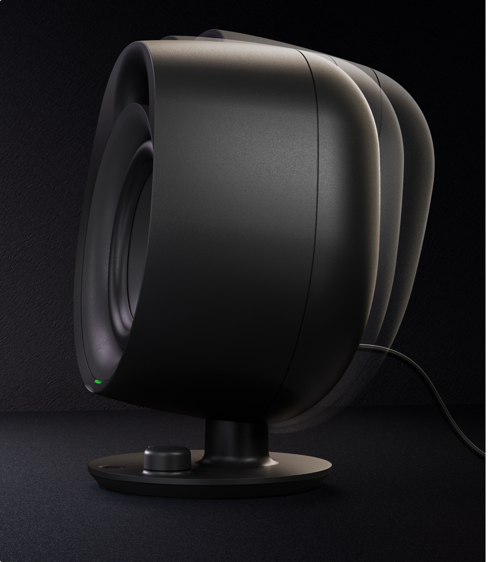 A side view of the Arena 3 speaker showing its flexibility and adjustability features.