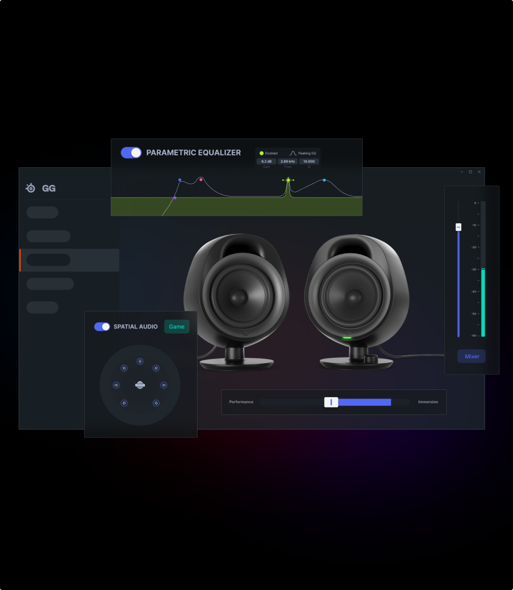 The Sonar software user interface, showing how users can customize their audio experience.