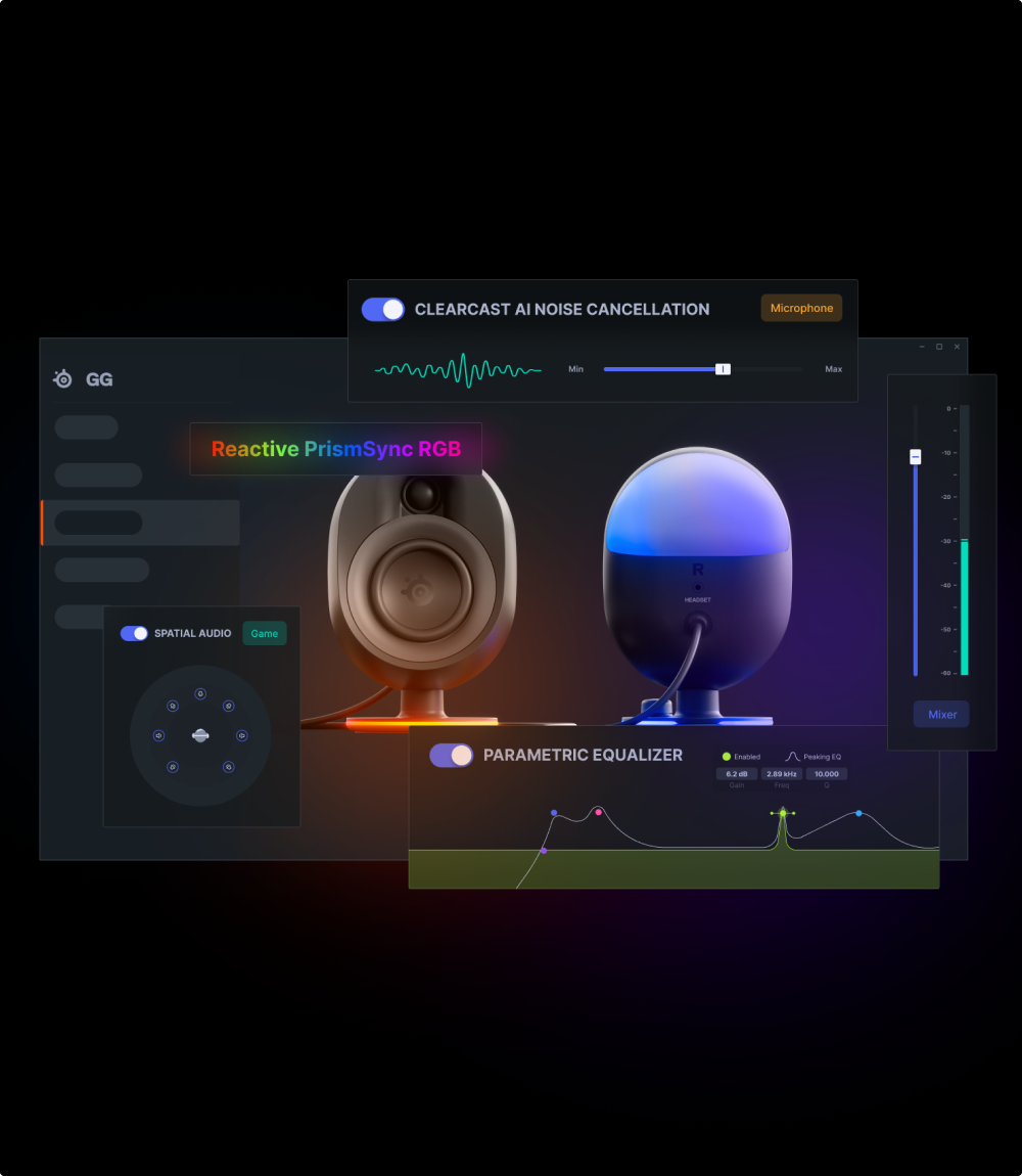 The Sonar software user interface, showing how users can customize their audio experience.