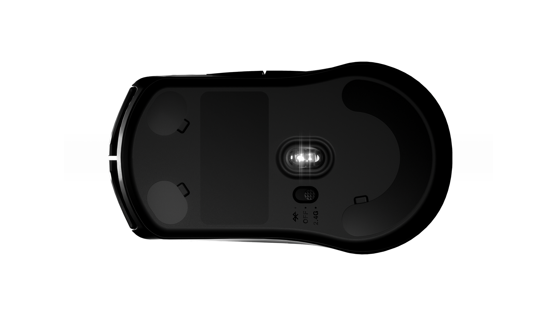
 Bottom of the mouse to display sensor and foot pad placement
 