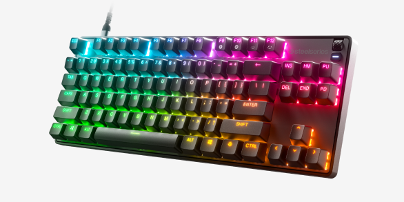 
 An angled view of the Apex 9 keyboard.
 